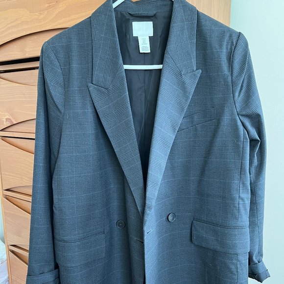H&M Oversized Grey/Blue Blazer - Picture 1 of 8